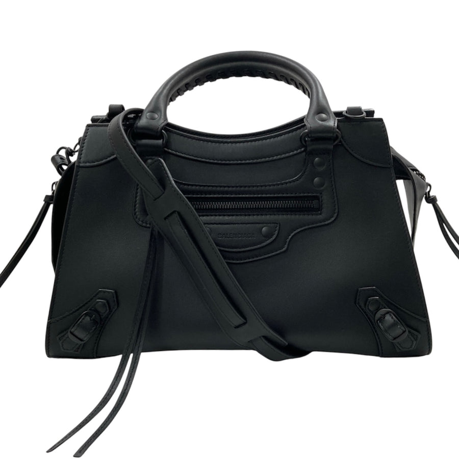 BALENCIAGA 巴黎世家 NEO CLASSIC CITY 兩用機車包 皮革 黑色 黑釦 SMALL