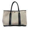 HERMES 愛馬仕 GARDEN PARTY36 黑白色 帆布 銀釦