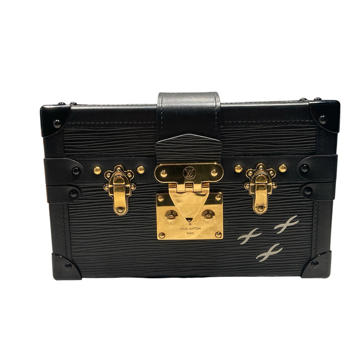 LOUIS VUITTON 路易威登 PETITE MALLE 黑色 水波紋牛皮 金釦