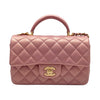 CHANEL 香奈兒 21S CF20 RECTANGULAR FLAP BAG WITH TOP HANDLE MINI 珠光粉色迷你翻蓋包 羊皮 粉色 金釦