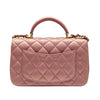CHANEL 香奈兒 21S CF20 RECTANGULAR FLAP BAG WITH TOP HANDLE MINI 珠光粉色迷你翻蓋包 羊皮 粉色 金釦