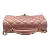 CHANEL 香奈兒 21S CF20 RECTANGULAR FLAP BAG WITH TOP HANDLE MINI 珠光粉色迷你翻蓋包 羊皮 粉色 金釦