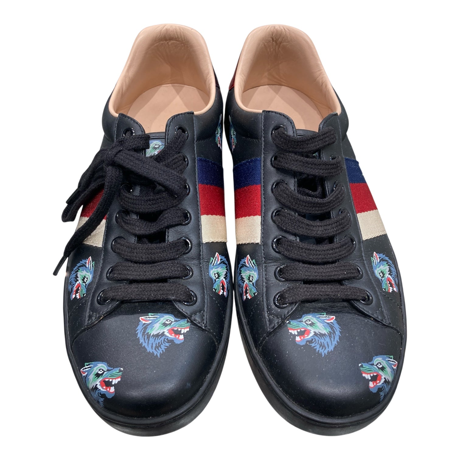GUCCI 古馳 低筒運動鞋 黑色 皮革 US5