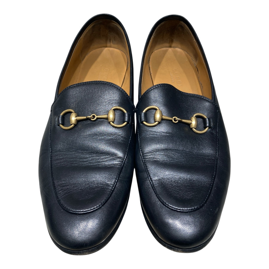 GUCCI 古馳 低跟金釦皮鞋 黑色 金釦 37