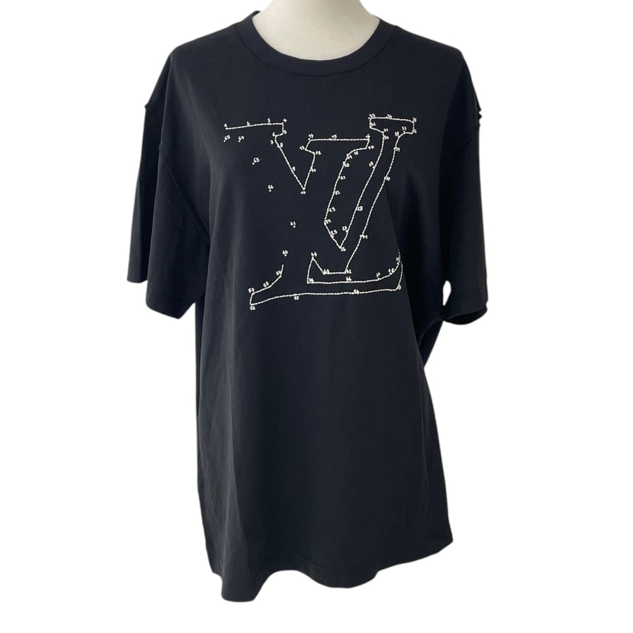 LOUIS VUITTON 路易威登 1A83R1 DOT TO DOT 短袖T恤 純棉 黑色 XL