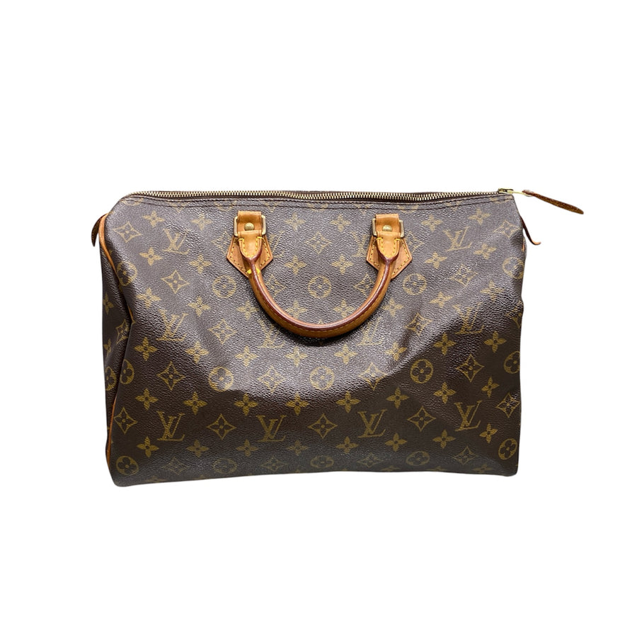 LOUIS VUITTON 路易威登 M41111 SPEEDY 35 波士頓包 PVC帆布 老花 棕色 金釦