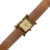 HERMES 愛馬仕 H WATCH PM 金棕錶帶 石英錶