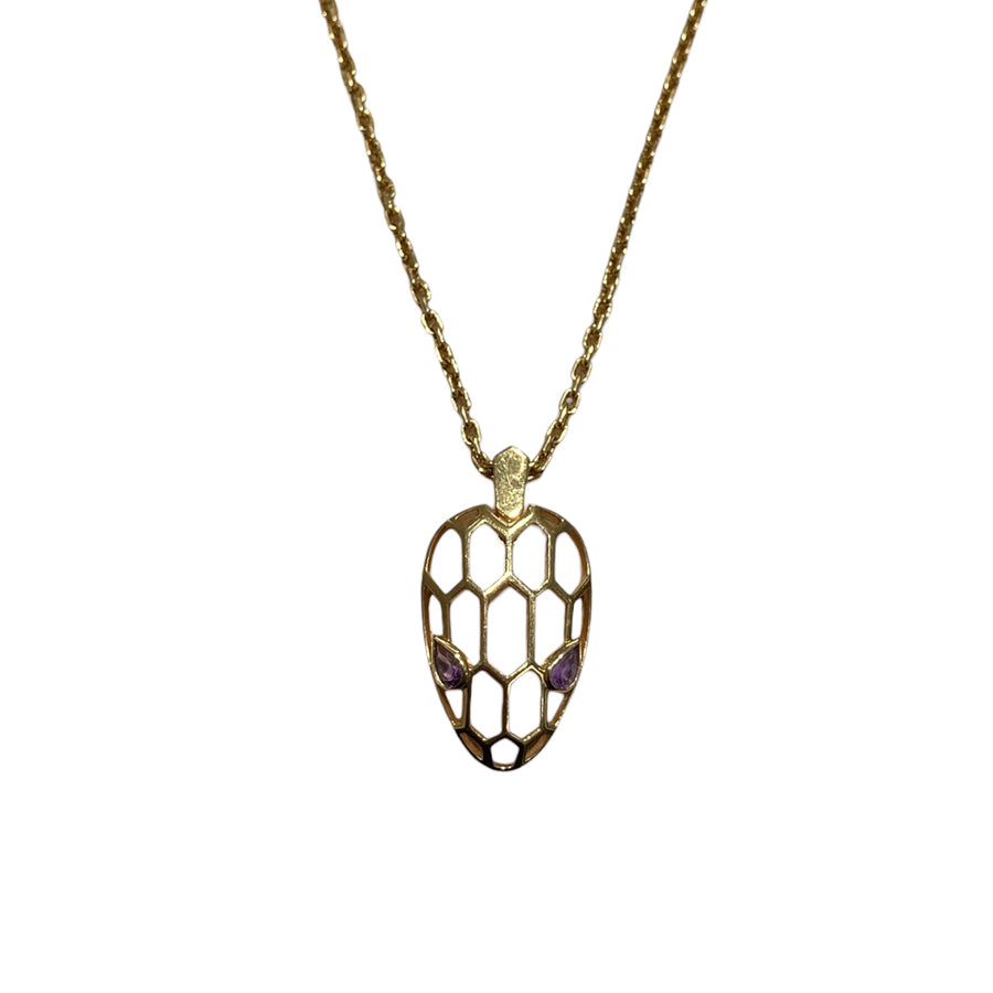 BVLGARI 寶格麗 SERPENTI SEDUTTORI AMETHYST PENDANT NECKLACE 紫水晶靈蛇鏤空吊墜項鍊 18K玫瑰金