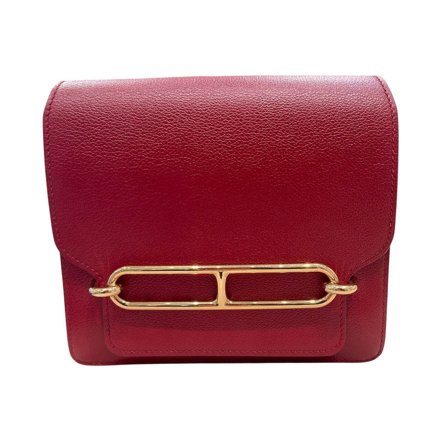 HERMÈS 愛馬仕 ROULIS MINI EVERCOLOR 肩背包 牛皮 酒紅色 金釦
