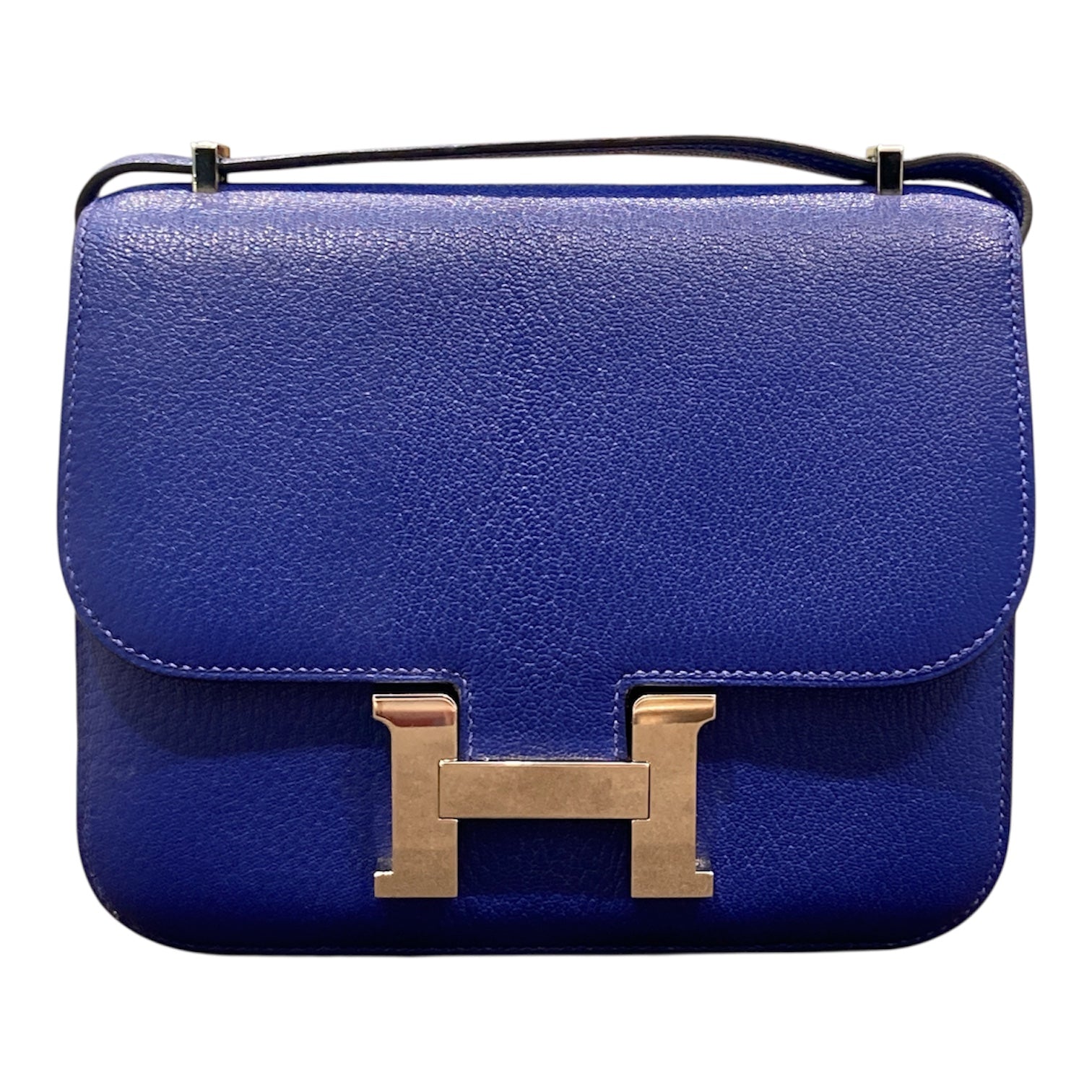 HERMÈS 愛馬仕 CONSTANCE MINI 18 康康包 牛皮 電光藍 銀釦