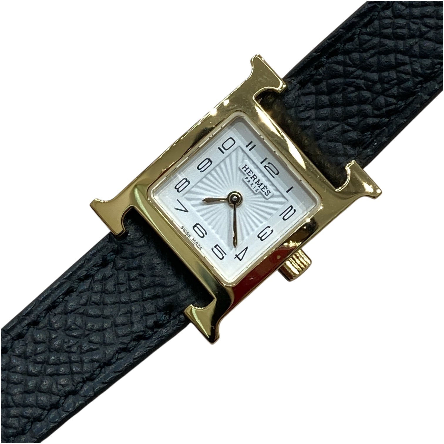 HERMÈS 愛馬仕 HEURE H 鍍黃金精鋼 石英錶
