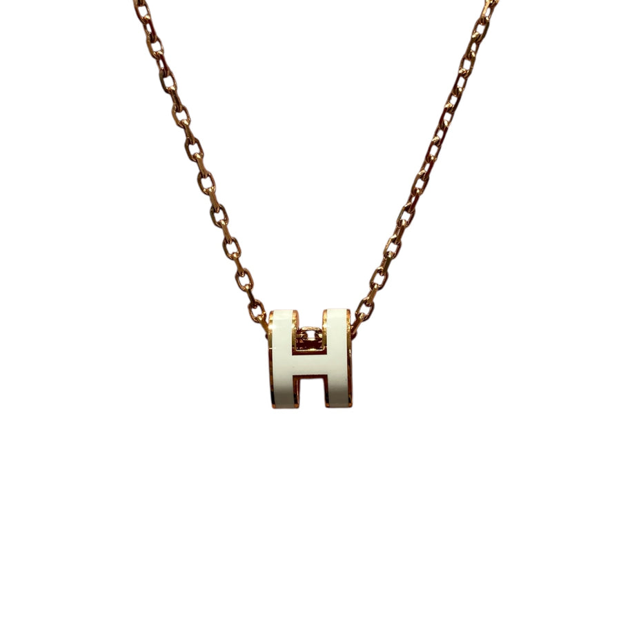 HERMES 愛馬仕 MINI POP H項鍊 玫瑰金色 白色