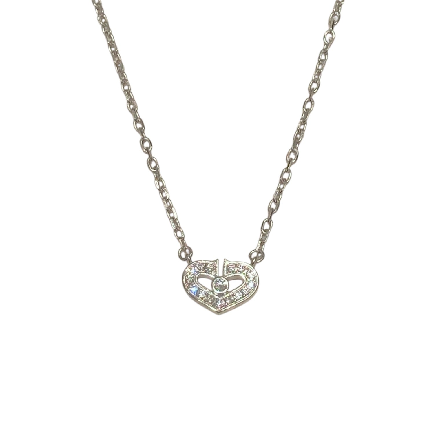 CARTIER 卡地亞 C HEART DIAMOND NECKLACE 心型滿鑽項鍊 18K白金 鑽石