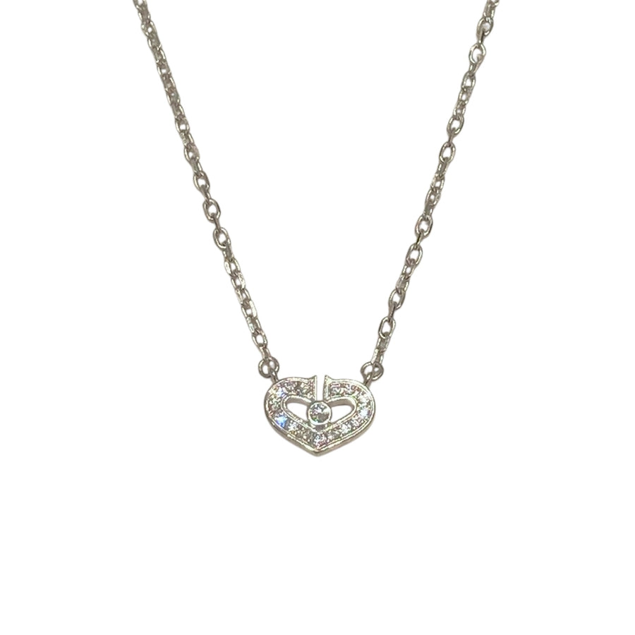 CARTIER 卡地亞 C HEART DIAMOND NECKLACE 心型滿鑽項鍊 18K白金 鑽石