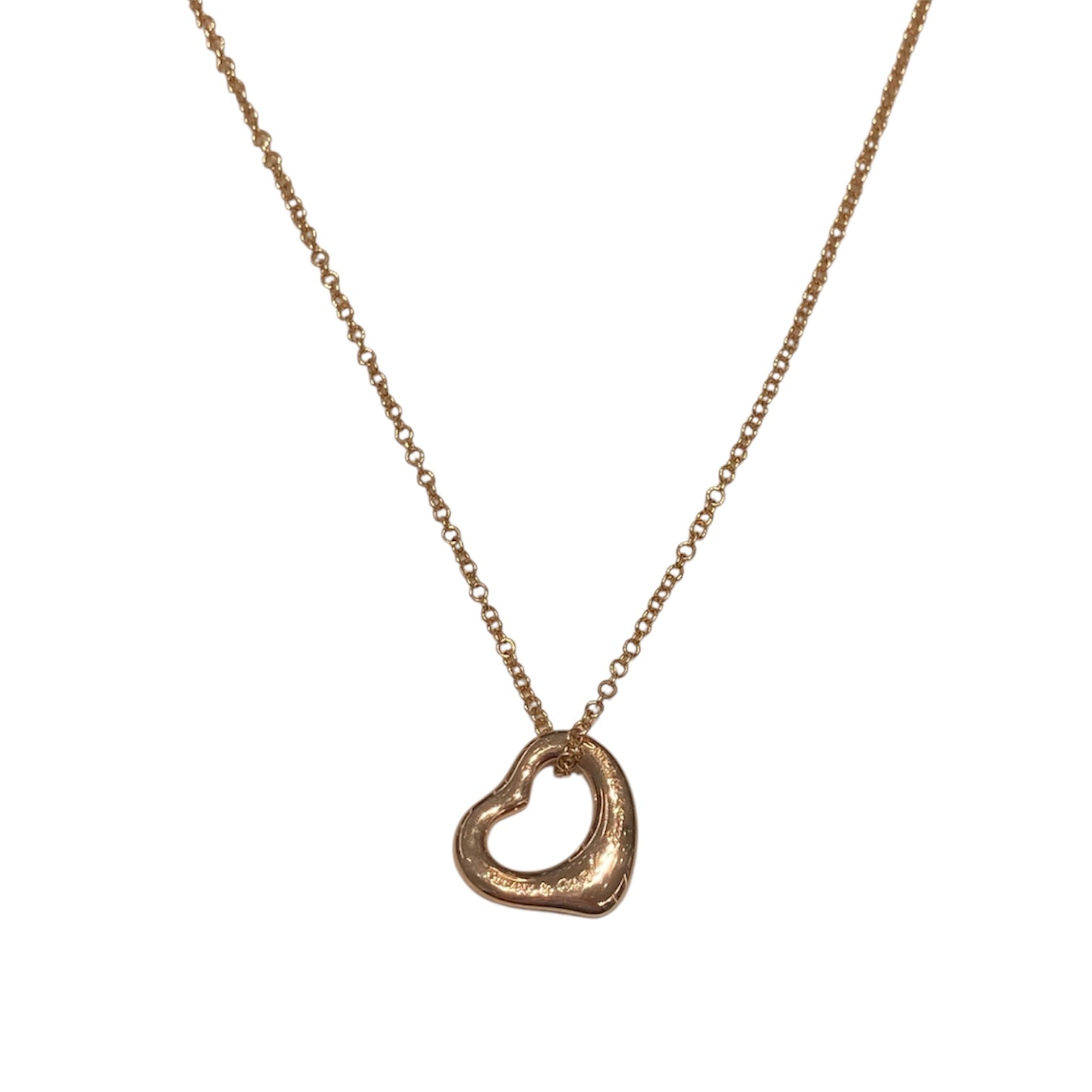 TIFFANY & CO. 蒂芬尼 ELSA PERETTI® OPEN HEART SMALL PENDANT 小型開心項鍊 18K玫瑰金
