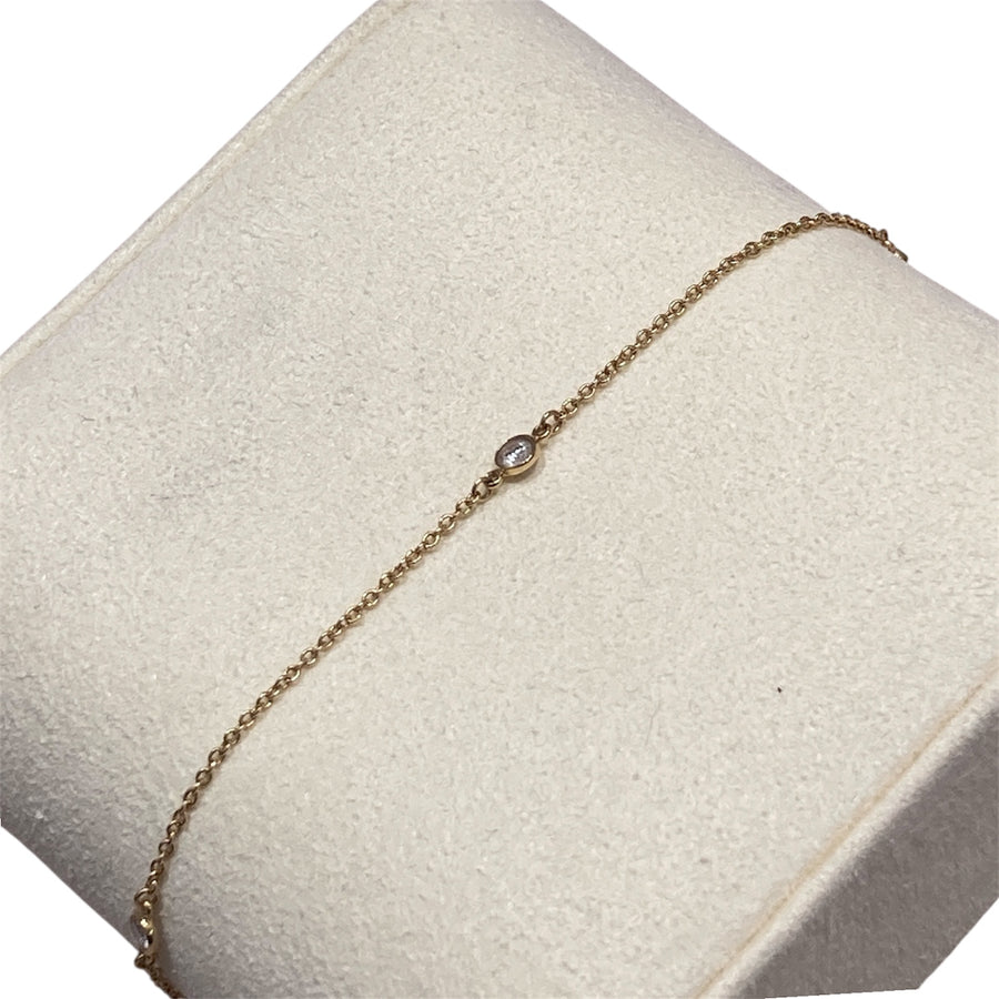 TIFFANY & CO.蒂芙尼 ELSA PERETTI® DIAMONDS BY THE YARD™ BRACELET 三鑽手鍊 18K黃金 鑽石
