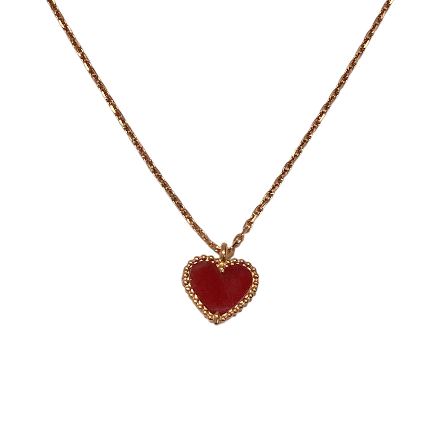 VAN CLEEF & ARPELS 梵克雅寶 HEART PENDANT NECKLACE 心形吊墜項鍊 18K玫瑰金 紅玉隨
