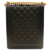 CHANEL 香奈兒 BOY CHANEL VERTICAL FLAP BAG 黑色 荔枝皮 金釦