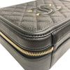 CHANEL 香奈兒 CC FILIGREE VANITY CASE 黑色荔枝紋牛皮 金釦