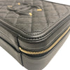 CHANEL 香奈兒 CC FILIGREE VANITY CASE 黑色荔枝紋牛皮 金釦