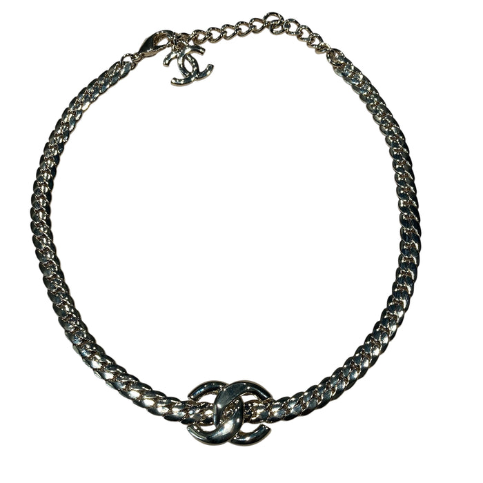 CHANEL 香奈兒 METAL COCOMARK CHOKER NECKLACE 銀色 合金