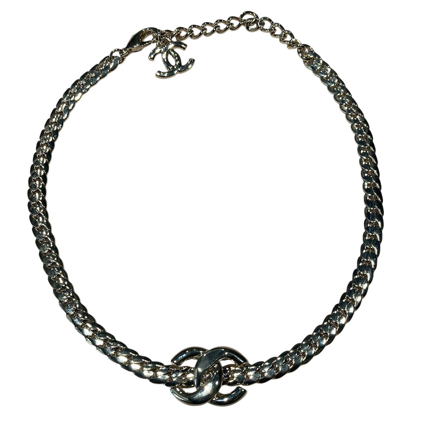 CHANEL 香奈兒 METAL COCOMARK CHOKER NECKLACE 銀色 合金