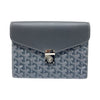 GOYARD 戈雅 CHYPRE WALLET POUCH 翻蓋信封斜背包 PVC帆布 小牛皮 灰色 銀釦