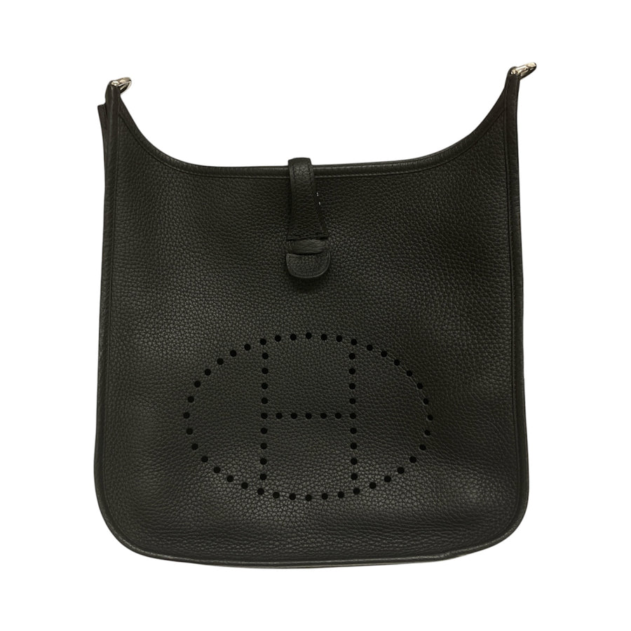 HERMES 愛馬仕 G刻 EVELYNE III 肩背包 29 TC皮 黑色 銀扣