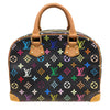 LOUIS VUITTON路易威登 村上隆 MONOGRAM MULTICOLORE TROUVILLE 手提包 PVC帆布 黑色 三彩 金扣
