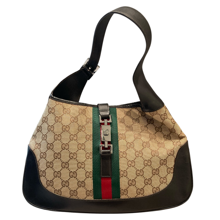 GUCCI 古馳 001.3306 JACKIE BAG 復古賈姬肩背包 帆布 老花 米褐色