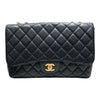 CHANEL 香奈兒 MATELASSE JUMBO CF30 單層口蓋包 荔枝牛皮 黑色 金釦