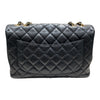 CHANEL 香奈兒 MATELASSE JUMBO CF30 單層口蓋包 荔枝牛皮 黑色 金釦