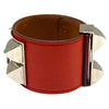 HERMES 愛馬仕 COLLIER DE CHIEN BRACELET CDC手環 皮革 紅色 銀釦 #S