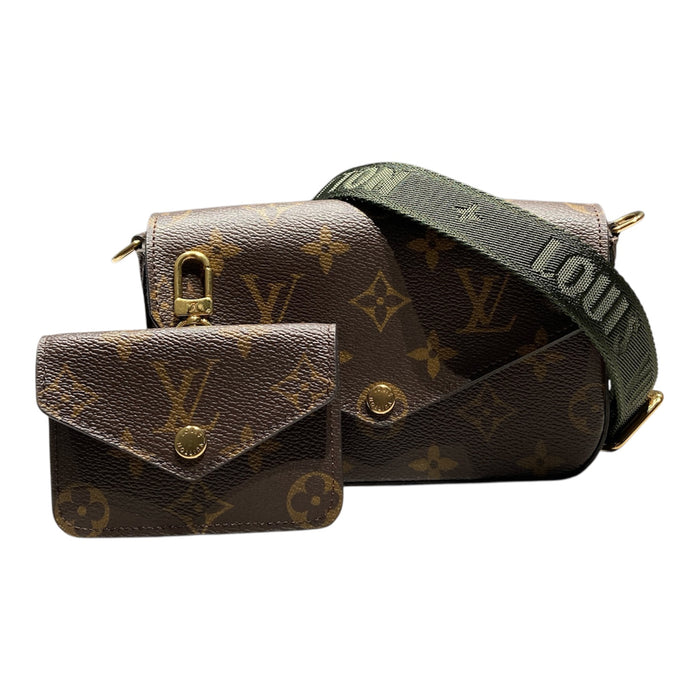 LOUIS VUITTON 路易威登 M80091 MULTI POCHETTE FÉLICIE 二合一肩背包 PVC帆布 老花 綠色 金釦