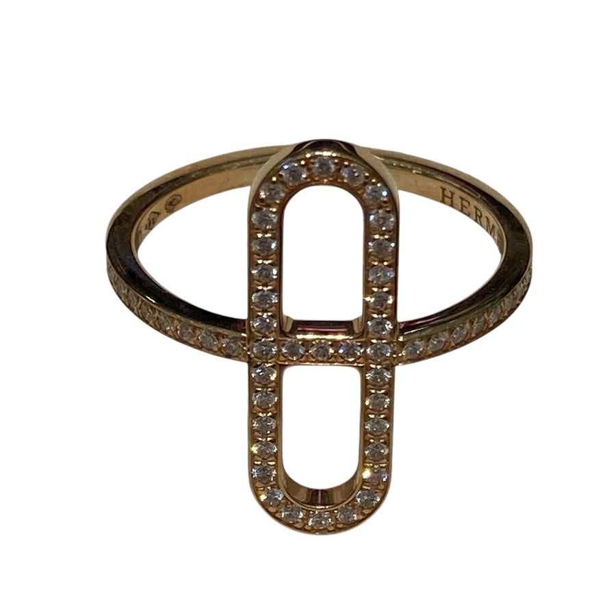 HERMES 愛馬仕 EVER CHAINE D'ANCRE RING 18K 鑽石 戒指 PG