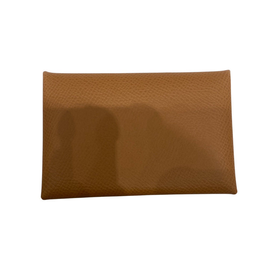 HERMES 愛馬仕 CALVI 零錢包 EPSOM  金棕色