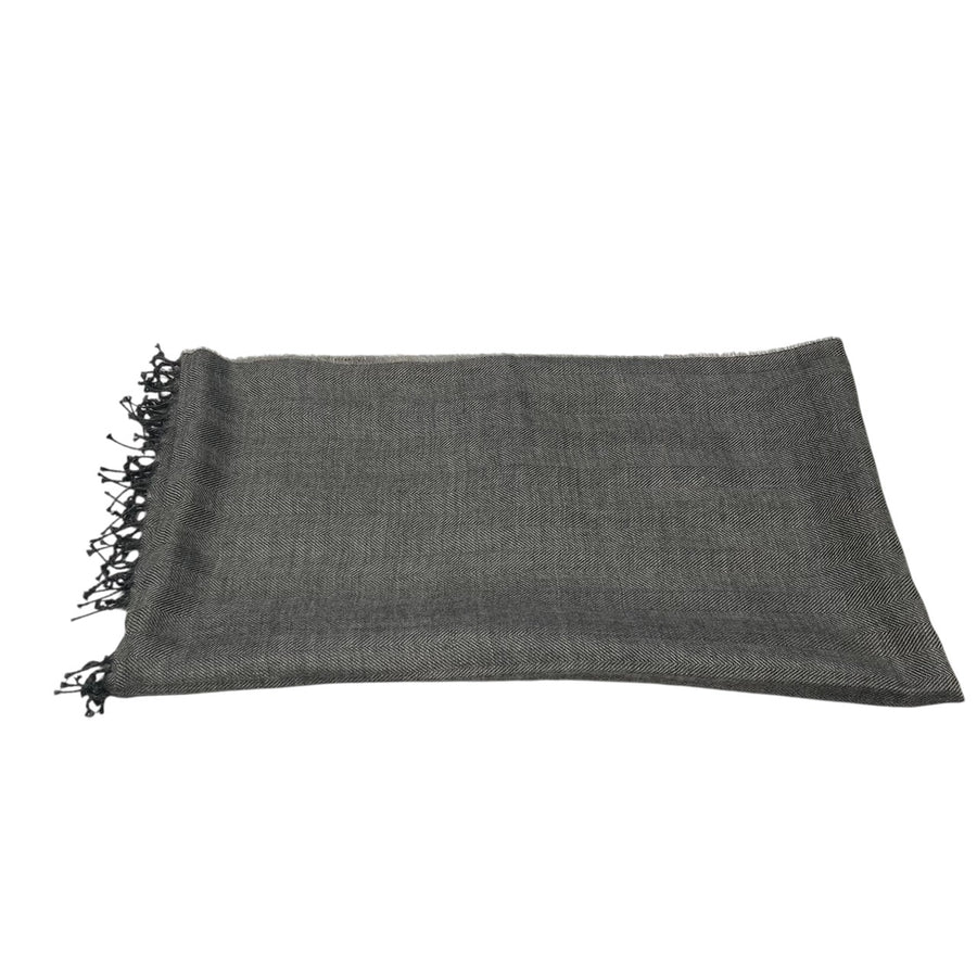 HERMES 愛馬仕 圍巾 絲 CASHMERE 灰色 素面