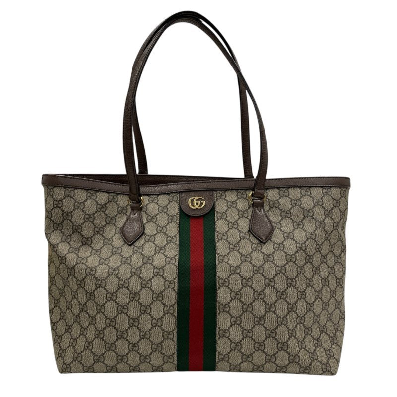 GUCCI 古馳 GG CANVAS TOTE BAG 帆布老花托特包 棕色 金釦
