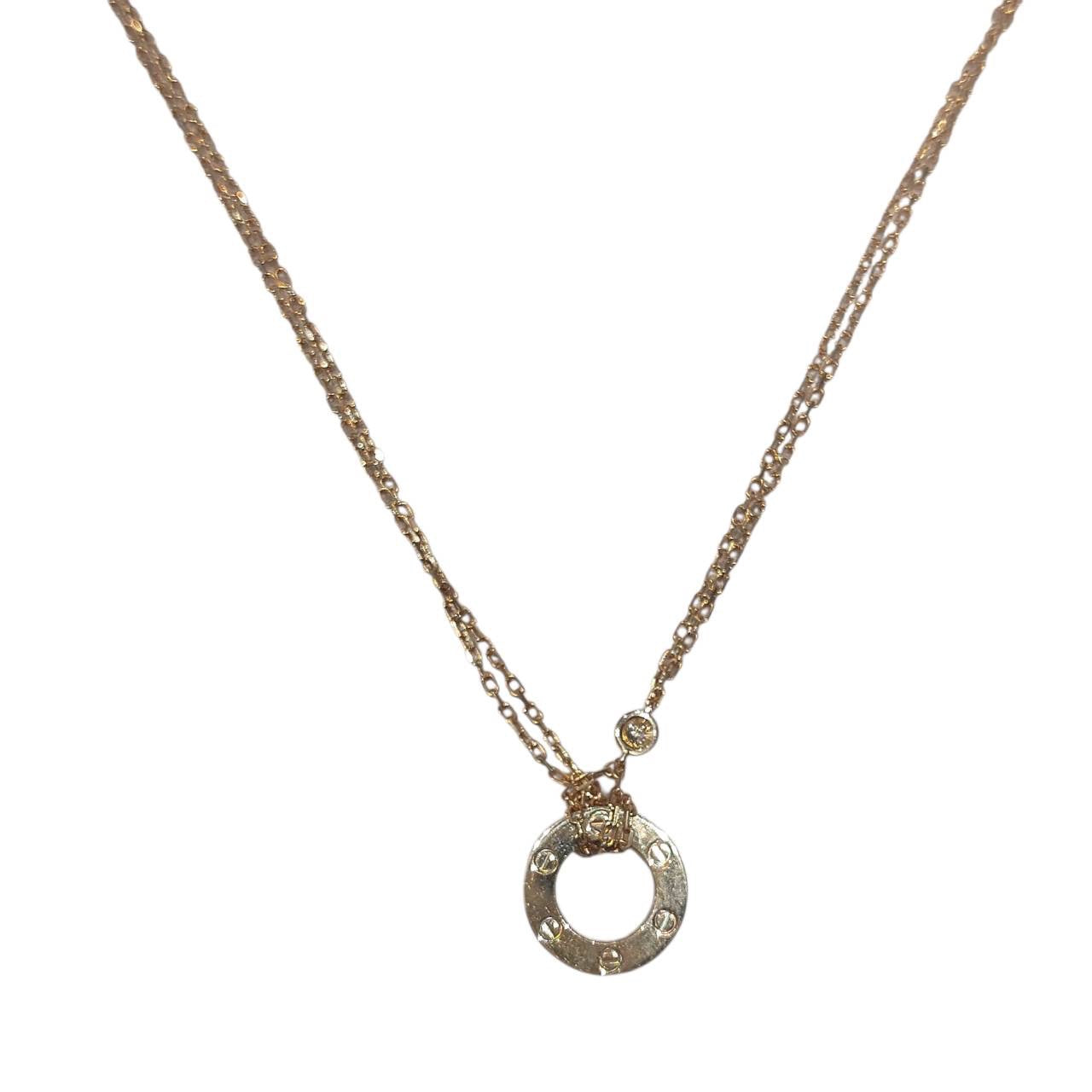 CARTIER 卡地亞 B7219500 LOVE CIRCLE DIAMOND NECKLACE 18K 項鍊 YG 鑽石
