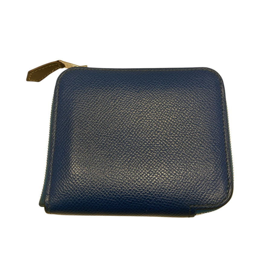 HERMES 愛馬仕 SILK IN COMPACT 絲巾短夾 藍色 多色 圖騰  Z刻印