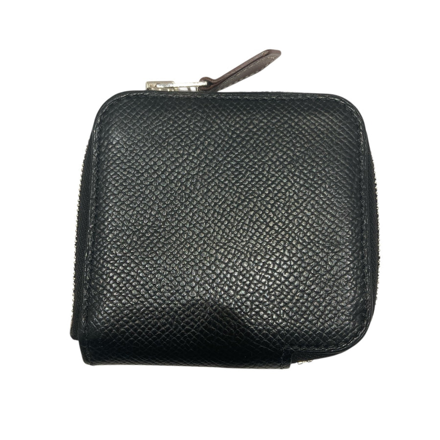 HERMES 愛馬仕 SILK IN COIN CASE 絲巾零錢包 黑色 多色 圖騰 D刻印