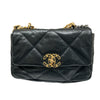 CHANEL 香奈兒 AS1160 19 BAG 26CM 菱格紋 黑色 皮穿鍊 金色金屬