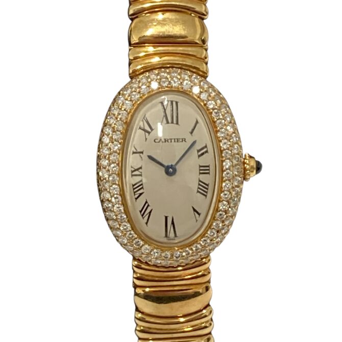 CARTIER<br>18K鑲鑽石英錶