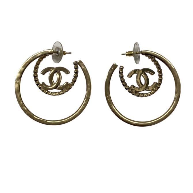 CHANEL<br>LOGO雙圈耳環